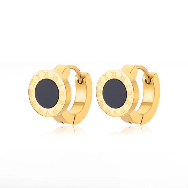 Brinco Romano - Banhado a ouro 18k - Preto