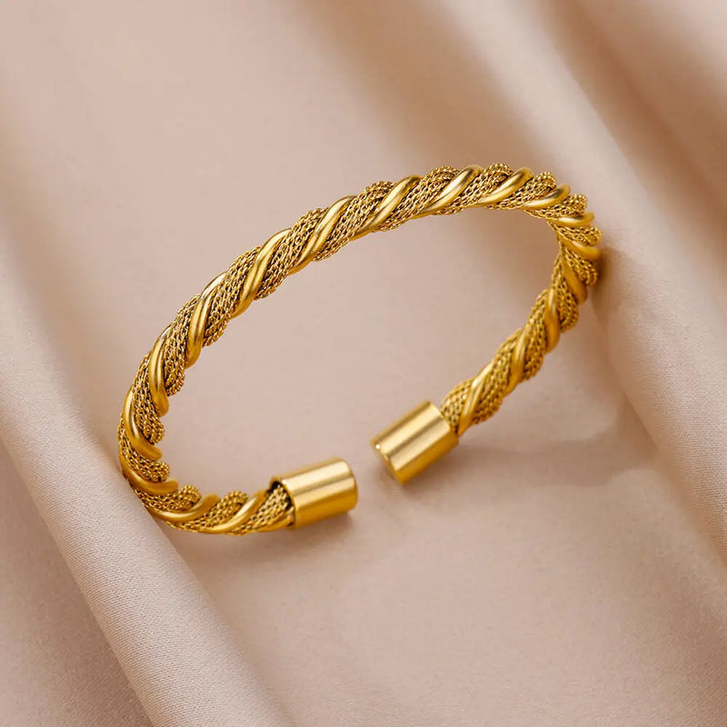 Bracelete Entrelaçado Banhado a Ouro 18k