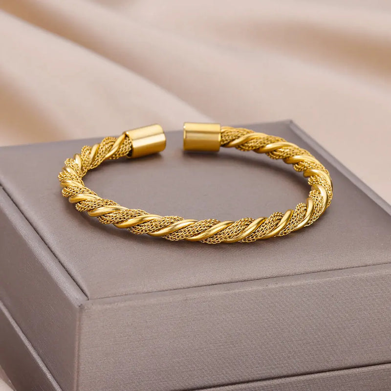 Bracelete Entrelaçado Banhado a Ouro 18k