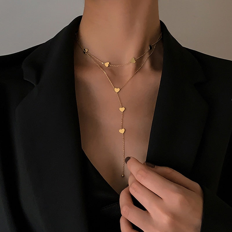 Colar duplo: choker + pendente